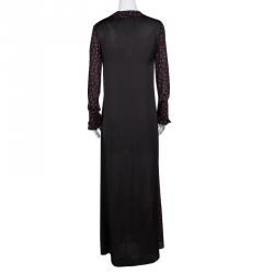 Pre Owned Alexander McQueen Black Polka Dot Ruffle Detail Maxi Dress S