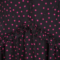 Pre Owned Alexander McQueen Black Polka Dot Ruffle Detail Maxi Dress S