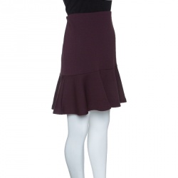 Pre Owned McQ by Alexander McQueen Burgundy Knit Peplum Mini Skirt L