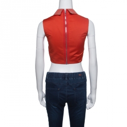 McQ by Alexander McQueen Red Studded Collar Detail Sleeveless Crop Top S