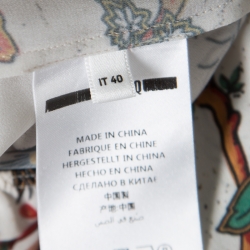 Pre Owned McQ by Alexander McQueen Parchment White Floral Printed Lace Trimmed Midi Skirt S