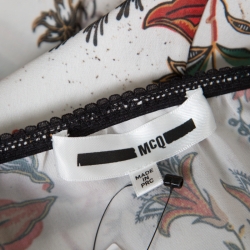 Pre Owned McQ by Alexander McQueen Parchment White Floral Printed Lace Trimmed Midi Skirt S