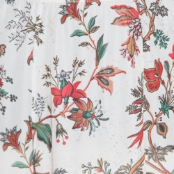 Pre Owned McQ by Alexander McQueen Parchment White Floral Printed Lace Trimmed Midi Skirt S