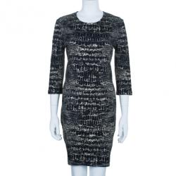 مملوكة مسبقًا McQ by Alexander McQueen Monochrome Printed Body-Con Dress XL