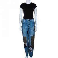 Pre Owned McQ by Alexander McQueen Loose Patchwork Distressed Jeans L