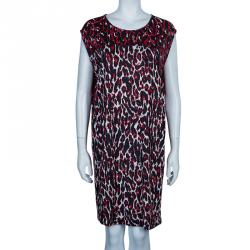 مملوكة مسبقًا فستان أم سي كيو باي أليكساندر مكوين نقشة الفهد أحمر وأسود بلا أكمام L