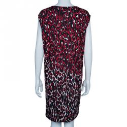 مملوكة مسبقًا فستان أم سي كيو باي أليكساندر مكوين نقشة الفهد أحمر وأسود بلا أكمام L