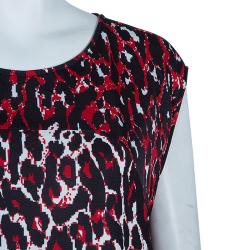 مملوكة مسبقًا فستان أم سي كيو باي أليكساندر مكوين نقشة الفهد أحمر وأسود بلا أكمام L