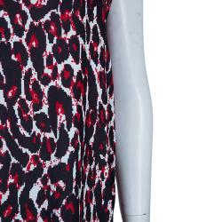 مملوكة مسبقًا فستان أم سي كيو باي أليكساندر مكوين نقشة الفهد أحمر وأسود بلا أكمام L