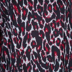 مملوكة مسبقًا فستان أم سي كيو باي أليكساندر مكوين نقشة الفهد أحمر وأسود بلا أكمام L