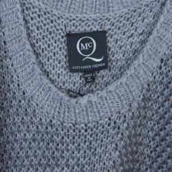 Pre Owned McQ by Alexander McQueen Grey Sequin Embellished Chunky Knit Sweater S