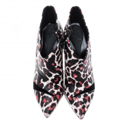 Pre Owned McQ by Alexander McQueen Leopard Print Leather Pointed Toe Ankle Boots Size 37