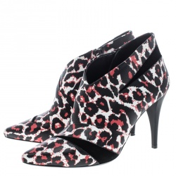 Pre Owned McQ by Alexander McQueen Leopard Print Leather Pointed Toe Ankle Boots Size 37