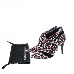 Pre Owned McQ by Alexander McQueen Leopard Print Leather Pointed Toe Ankle Boots Size 37