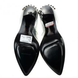مملوكة مسبقًا McQ by Alexander McQueen Silver Studded Metallic Pointed Toe Pumps Size 41