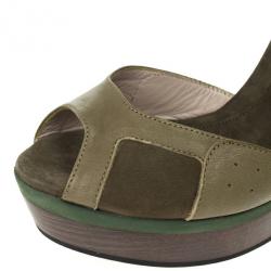 Pre Owned McQ by Alexander McQueen Nubuck and Leather Platform Wedge Sandals Size 39