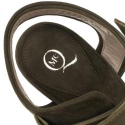 Pre Owned McQ by Alexander McQueen Nubuck and Leather Platform Wedge Sandals Size 39