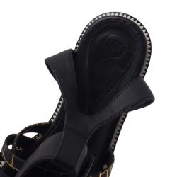 Pre Owned McQ by Alexander McQueen Croc Print Ankle Strap Erin Flat Sandals Size 36