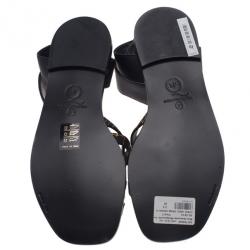 Pre Owned McQ by Alexander McQueen Croc Print Ankle Strap Erin Flat Sandals Size 36