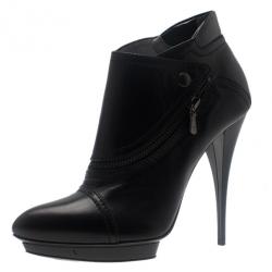 Pre Owned McQ by Alexander McQueen Black Leather Biker Ankle Boots Size 40