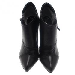 مملوكة مسبقًا McQ by Alexander McQueen Black Leather Biker Ankle Boots Size 40