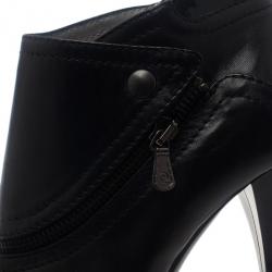 مملوكة مسبقًا McQ by Alexander McQueen Black Leather Biker Ankle Boots Size 40