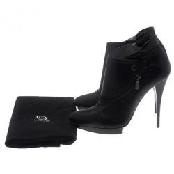 مملوكة مسبقًا McQ by Alexander McQueen Black Leather Biker Ankle Boots Size 40