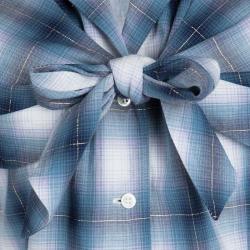Pre Owned Alexander McQueen Lurex Detail Checked Front Tie Shirt M