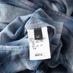 Pre Owned Alexander McQueen Lurex Detail Checked Front Tie Shirt M