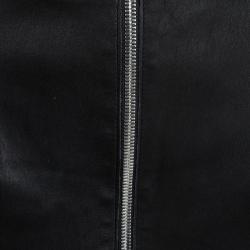 Pre Owned McQ By Alexander McQueen Black Lamb Leather Ruffled Back Pencil Skirt S