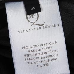 Pre Owned McQ By Alexander McQueen Black Lamb Leather Ruffled Back Pencil Skirt S