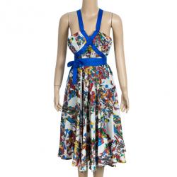 Pre Owned فستان ميدي أم سي كيو باي اليكساندر ماكوين طبع متعدد الألوان M