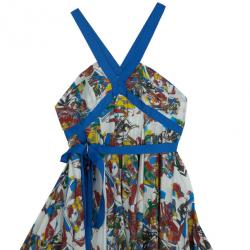 Pre Owned فستان ميدي أم سي كيو با�ي اليكساندر ماكوين طبع متعدد الألوان M