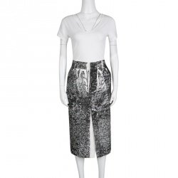 Pre Owned McQ by Alexander McQueen Monochrome Trompe-L'oeil Print Midi Pencil Skirt M