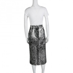 Pre Owned McQ by Alexander McQueen Monochrome Trompe-L'oeil Print Midi Pencil Skirt M