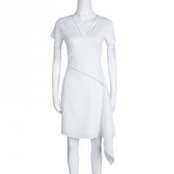 Pre Owned McQ by Alexander McQueen White Draped Asymmetric Handkerchief Skirt L