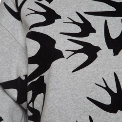 Pre Owned McQ By Alexander McQueen Grey Flocked Swallow Sweatshirt S