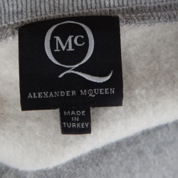 Pre Owned McQ By Alexander McQueen Grey Flocked Swallow Sweatshirt S