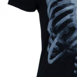 Pre Owned تي شيرت أم سي كيو باي اليكساندرماكوين طباعة قفص صدري أسود M