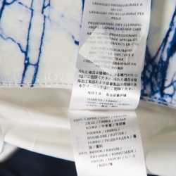 Pre Owned McQ by Alexander McQueen Blue and White Marble Printed Glazed Leather A Line Skirt M