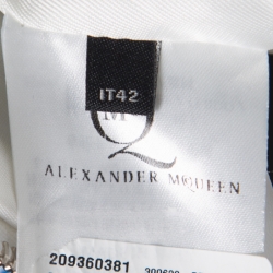Pre Owned McQ by Alexander McQueen Blue and White Marble Printed Glazed Leather A Line Skirt M