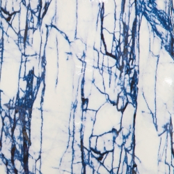 Pre Owned McQ by Alexander McQueen Blue and White Marble Printed Glazed Leather A Line Skirt M