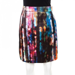 Pre Owned McQ By Alexander McQueen Multicolor Blurry Lights Print Skirt S