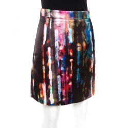 Pre Owned McQ By Alexander McQueen Multicolor Blurry Lights Print Skirt S