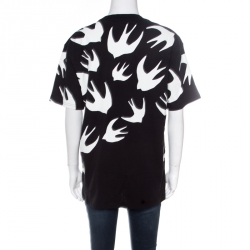 Pre Owned McQ by Alexander McQueen Black Swallow Printed Cotton T- Shirt XL