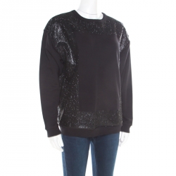 Pre Owned McQ by Alexander McQueen Black Crew Neck Glitter Sweatshirt M