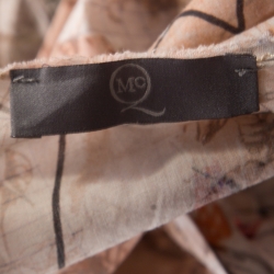 Pre Owned McQ by Alexander McQueen London Doodle Print Frayed Edge Asymmetric Cotton Top M