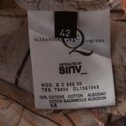 Pre Owned McQ by Alexander McQueen London Doodle Print Frayed Edge Asymmetric Cotton Top M