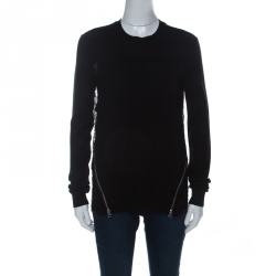 McQ by Alexander McQueen Black Wool & Lace Side Zip Detail Top S