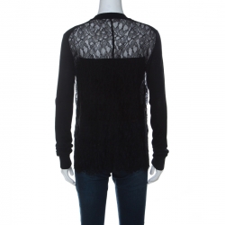 McQ by Alexander McQueen Black Wool & Lace Side Zip Detail Top S